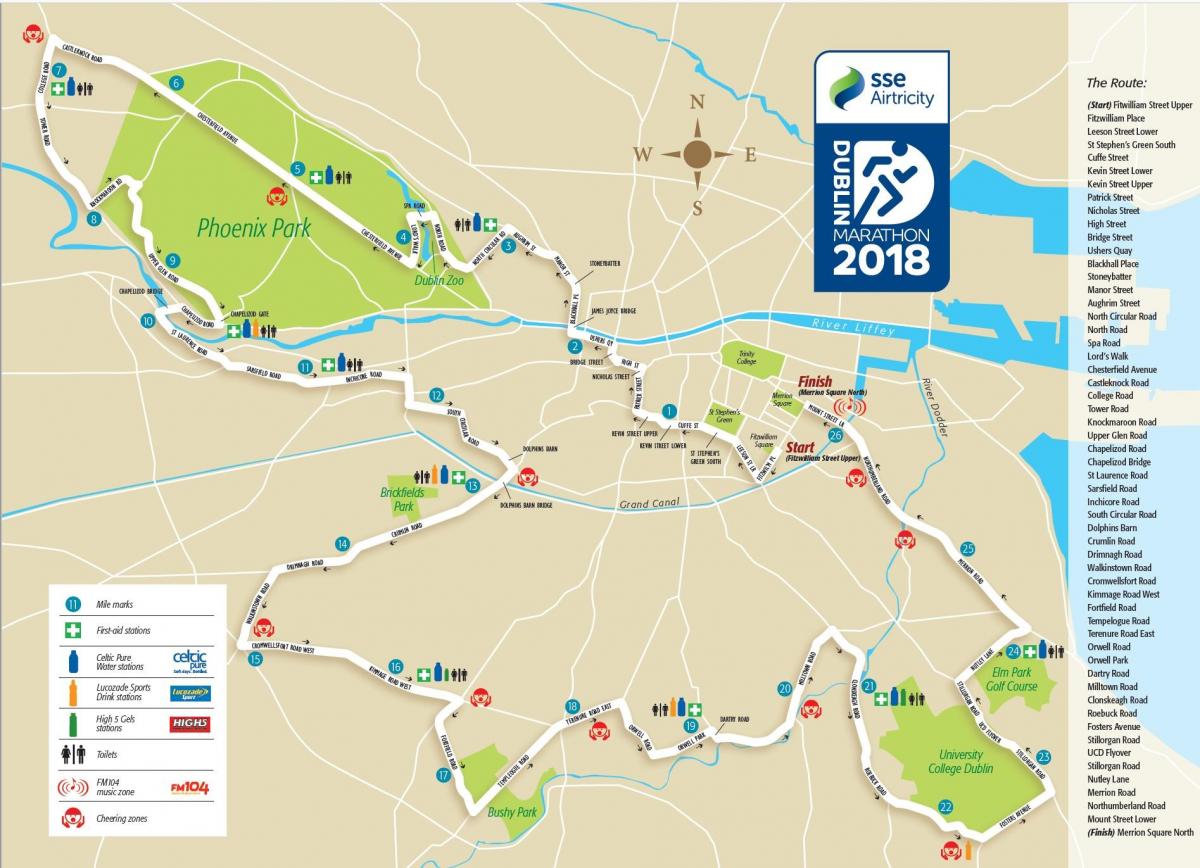 Dublin city marathon ramani ya njia